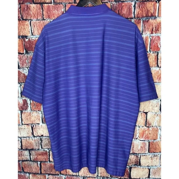 Nike Golf Fit Dry Men’s Purple Striped XL Short Sleeve Stretch Polo Shirt Logo - Picture 4 of 4